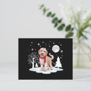 Cartão Postal De Festividades Spinone Italiano Sob Moonlight Snow Christmas
