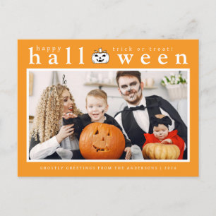 Cartão Postal De Festividades Spooky Jack-o'-lanterna Feliz Halloween 1 Foto