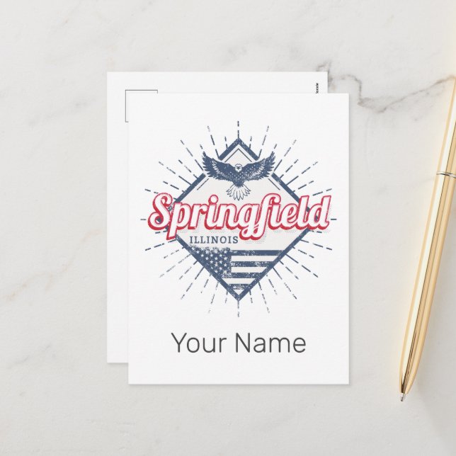 Cartão Postal De Festividades Springfield City Illinois Estados Unidos Retro EUA (Frente/Verso In Situ)
