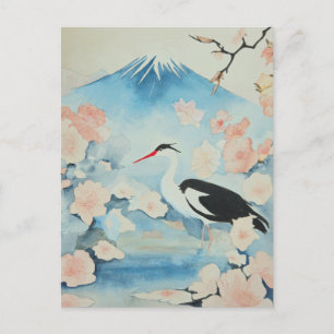 Cartão Postal De Festividades 'Springtime in Japan', por artista inglês, Mike Pa