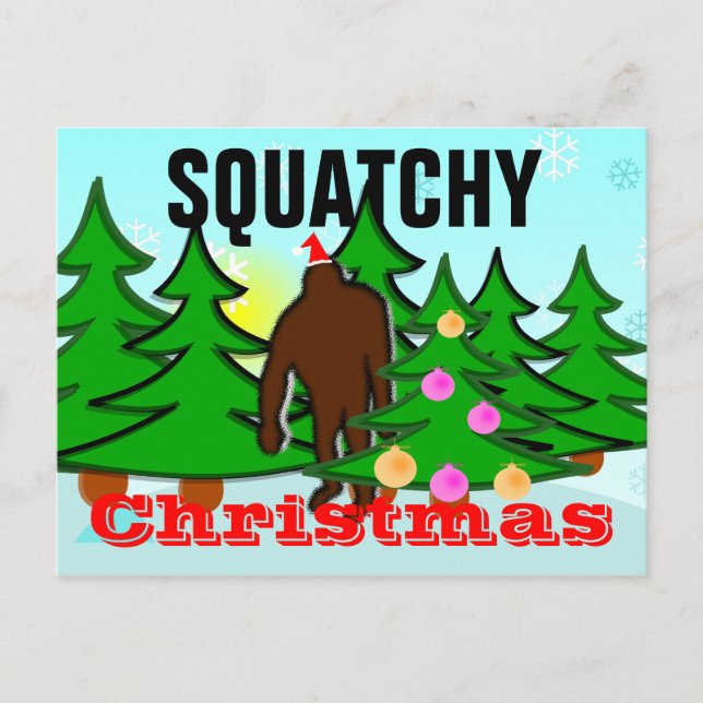 Cartão Postal De Festividades Squatchy Christmas Squatch Postcard (Frente)
