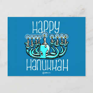 Cartão Postal De Festividades Squiggles: Polvo feliz de Hannukah