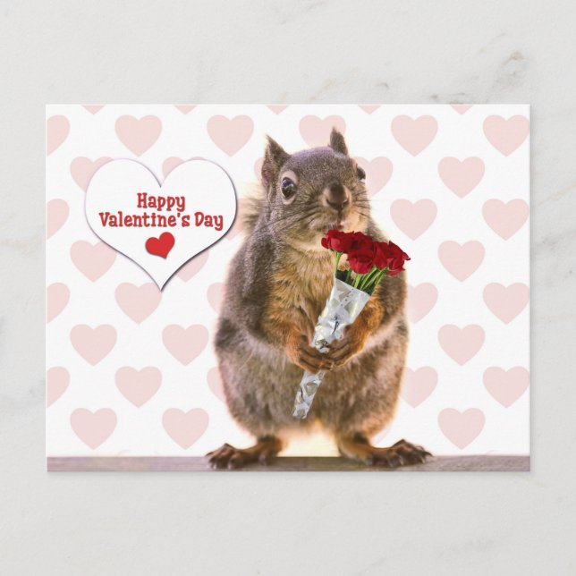 Cartão Postal De Festividades Squirrel Valentine (Frente)