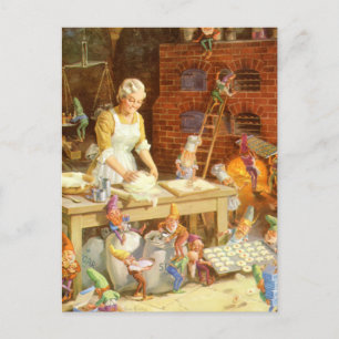 Cartão Postal De Festividades Sr. Claus e Papais noeis Elves Assares Cookies