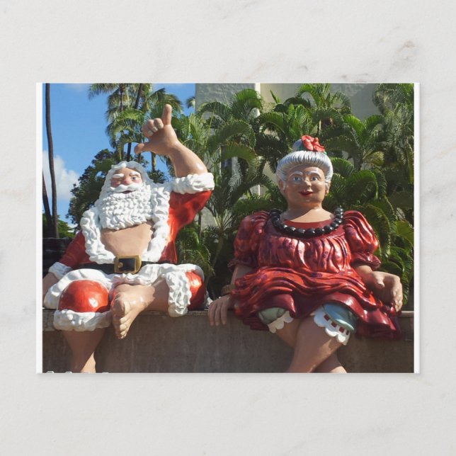 Cartão Postal De Festividades Sr. e Sra. Papai Noel (Frente)