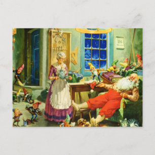Cartão Postal De Festividades Sra. Claus e Papais noeis na Noite de Natal