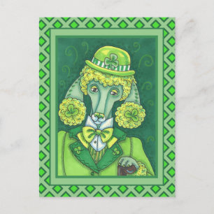 CARTÃO POSTAL DE FESTIVIDADES ST. PADDY'S IRISH GREEN FRENCH POODLE, LUCKY DOG