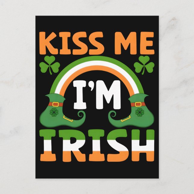 Cartão Postal De Festividades St. Patricks Day 2026: Kiss Me I’m Irish, Emerald (Frente)