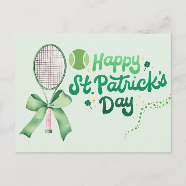 Cartão Postal De Festividades St. Patrick's day for tennis player  (Frente)