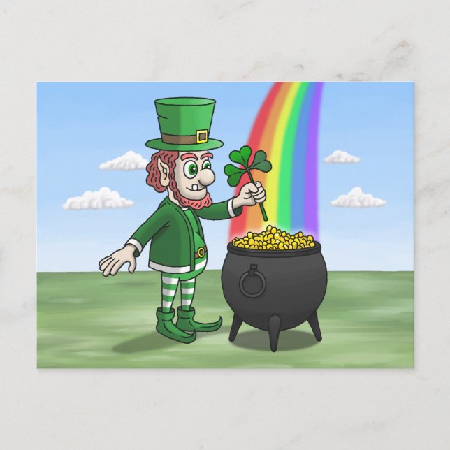 Cartão Postal De Festividades St. Patricks Day Leprechaun (Frente)