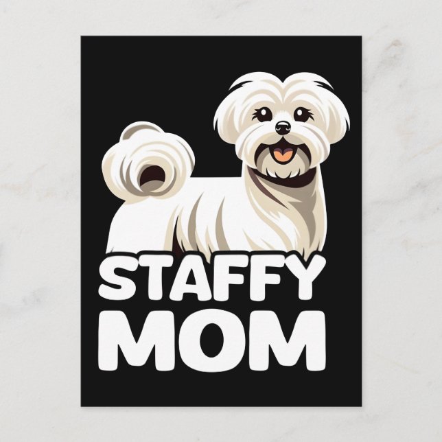 Cartão Postal De Festividades Staffy mom with maltese t shirt design vector  (Frente)