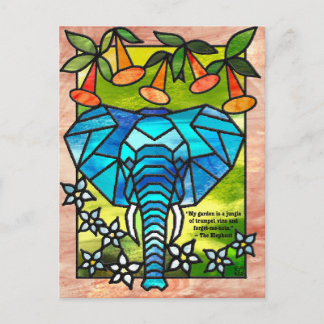 Cartão Postal De Festividades Stained Glass Elephant Postcards