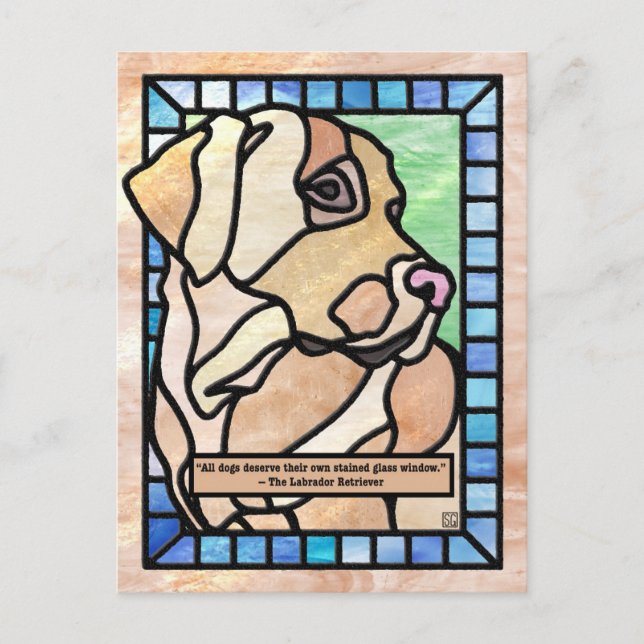 Cartão Postal De Festividades Stained Glass Labrador Retriever Dog Postcards (Frente)