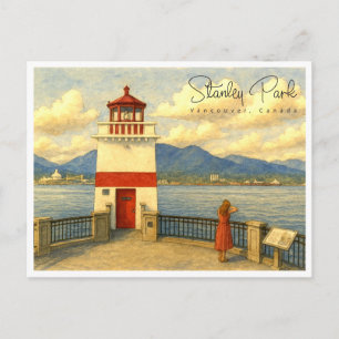 Cartão Postal De Festividades Stanley Park Vancouver Aquarela Viagem