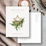 Cartão Postal De Festividades Star Ornament Pine Branch Fauna Feliz Natal<br><div class="desc">Se precisar de mais alguma personalização,  por favor,  sinta-se à vontade para me enviar uma mensagem em yellowfebstudio@gmail.com.</div>