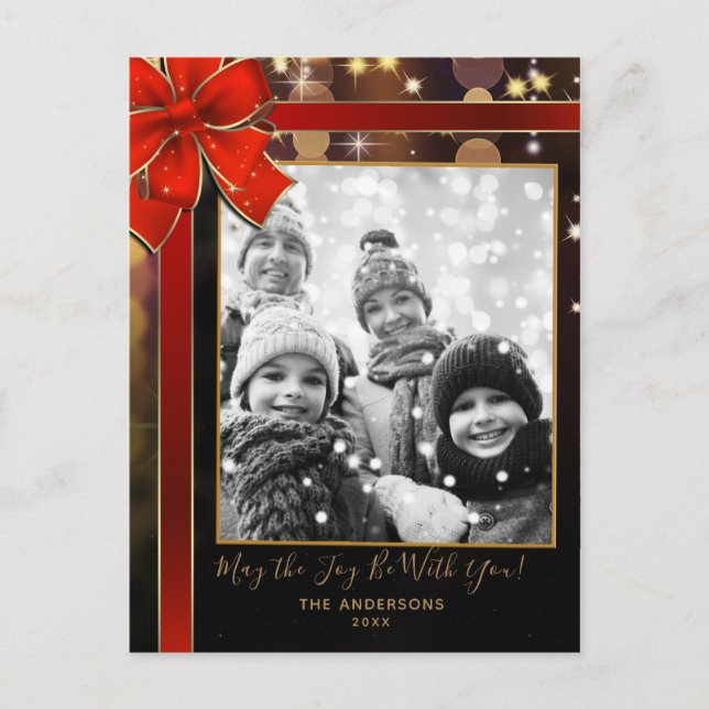 Cartão Postal De Festividades Star Spacey Cosmic Lights Modern Holiday Foto (Frente)