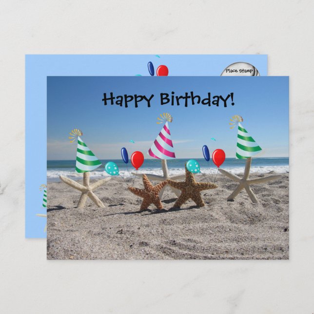 Cartão Postal De Festividades Starfish no Cartão-postal da praia (Frente/Verso)