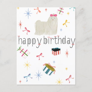 Cartão Postal De Festividades Stark Sparkle Cute Puppy Deseja
