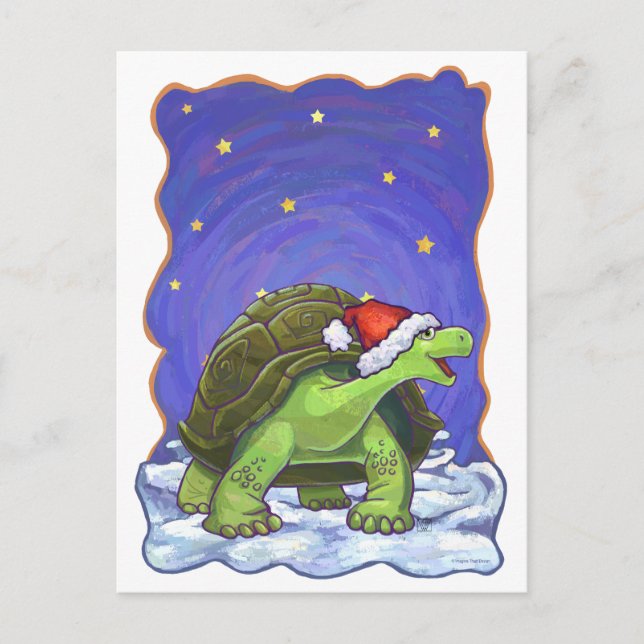 Cartão Postal De Festividades Starry Night Tortoise Natal (Frente)