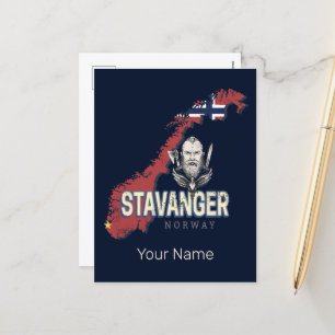 Cartão Postal De Festividades Stavanger Norway Retro City Map Vintage Holiday