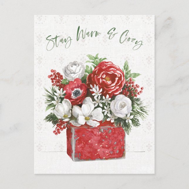 Cartão Postal De Festividades Stay Warm & Cozy (Frente)