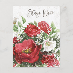 Cartão Postal De Festividades Stay Warm - Holiday Flowers