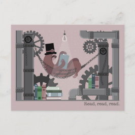 Cartão Postal De Festividades Steampunk Sloth Reading Postcards