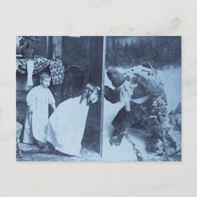 Cartão Postal De Festividades Stereoview - papai noel?  cerca de 1899 (Frente)