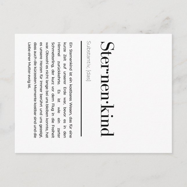 Cartão Postal De Festividades Sternenkind Karte Duden - Trauer Karte Mama (Frente)