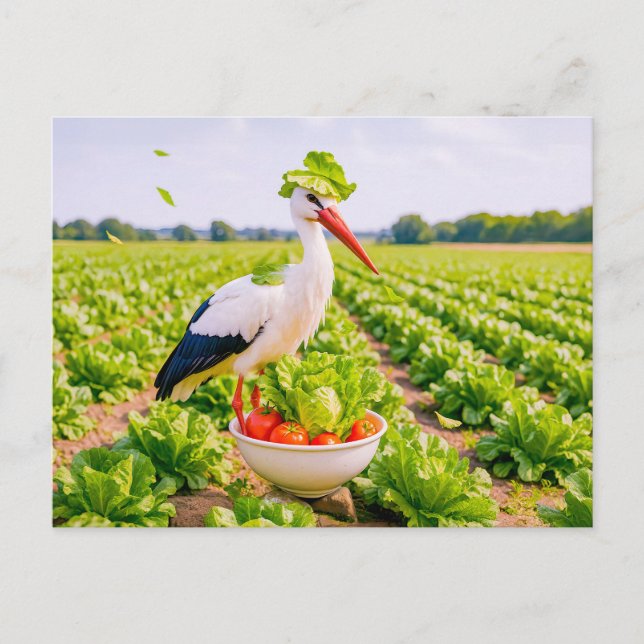 Cartão Postal De Festividades Stort em Pé Adorável em Salad Patch (Frente)