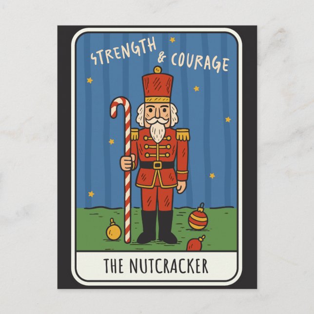 Cartão Postal De Festividades Strength & Courage Nutcracker Soldier Christmas  (Frente)