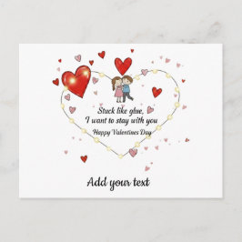 Cartão Postal De Festividades Stuck like glue valentine