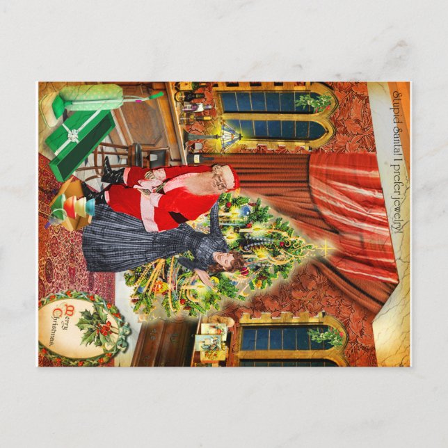 Cartão Postal De Festividades Stupid Santa! I prefer jewelry :/ (Frente)