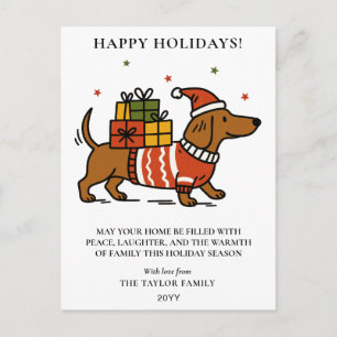 Cartão Postal De Festividades Suéter Feio de Cachorro Salsicha Dachshund Feriado