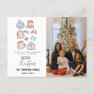 Cartão Postal De Festividades Suéter Feio Fofo Foto de Férias Natal Alegre