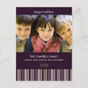 Cartão Postal De Festividades Sugar Plum Stripes ・ Cartão-postal de Natal