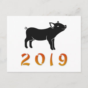 Cartão Postal De Festividades Suíno Chinês Ano Novo 2019