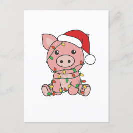 Cartão Postal De Festividades Suínos de Natal para Porcos