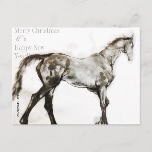 Cartão Postal De Festividades Sumi equestre de arte equestre do cavalo japonês (Frente)