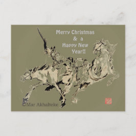 Cartão Postal De Festividades Sumi equestre de arte equestre do cavalo japonês