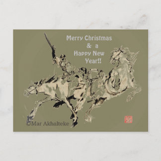 Cartão Postal De Festividades Sumi equestre de arte equestre do cavalo japonês