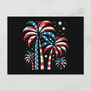 Cartão Postal De Festividades Summer USA Flag 4 de julho
