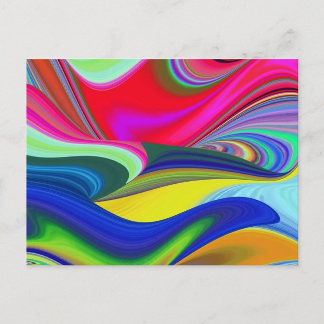 Cartão Postal De Festividades Summerrainbow, Abstrato 3D Rainbowart (Frente)