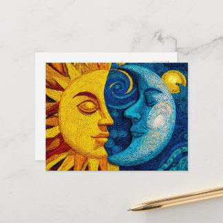 Cartão Postal De Festividades Sun And Moon - Design 1