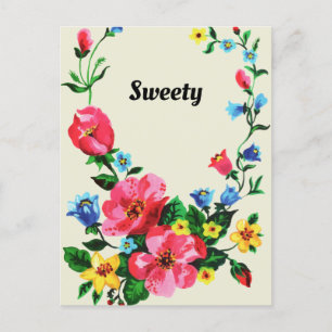 Cartão Postal De Festividades Sunny Vintage Primavera Floral