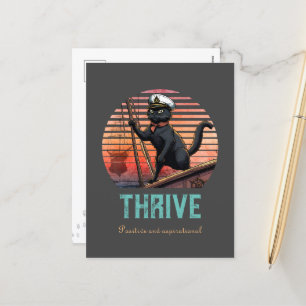 Cartão Postal De Festividades Sunset de Gato Negro: Uma Viagem para prosperar