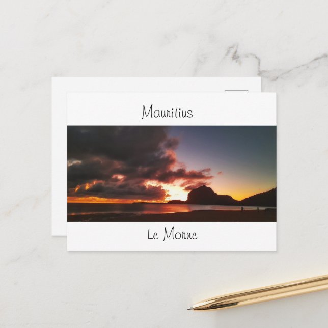 Cartão Postal De Festividades Sunset na Maurícia Le Morne (Frente/Verso In Situ)