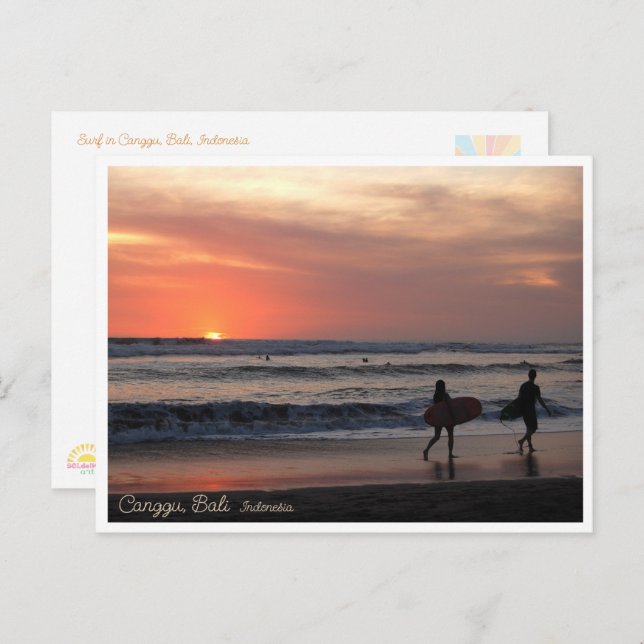 Cartão Postal De Festividades Sunset Surf Beach Bali Indonesia Postcard (Frente/Verso)