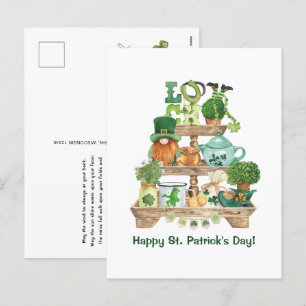 Cartão Postal De Festividades Suporte Irlandês Fofo de Quinquilherias Dia Feliz 