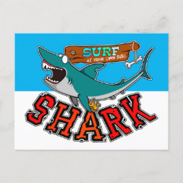 Cartão Postal De Festividades Surf with the shark